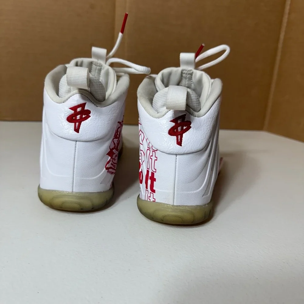 Nike Air Little Posite One Kids Sneakers‎ Shoes White Red Just Do It Roses
